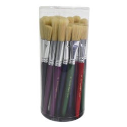 School Smart Stubby Ox Hair Paint Brushes, Assorted Colors and Sizes, Set of 36, Item Number 442148