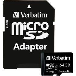 Image for Verbatim Premium Micro SDXC Memory Card w/Adapter, 64 GB from School Specialty