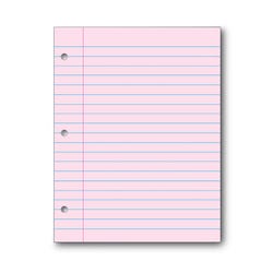 School Smart Filler Paper, 3-Hole Punched, 8-1/2 x 11 Inches, Pink, 100 Sheets 087155