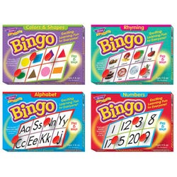 Image for Trend Enterprises Early Language Assorted Shape Bingo Game Set, Assorted Color, 4+ Years, Set of 4 from School Specialty