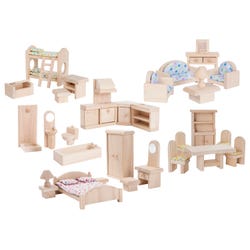 Image for Childcraft Dollhouse Furniture Set, 6 Rooms, 33 Pieces from School Specialty