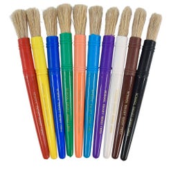 Image for School Smart Beginner Paint Brushes, 7-1/4 x 1/2 Inches, Assorted Colors, Set of 10 from School Specialty