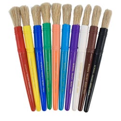 Image for School Smart Beginner Paint Brushes, 7-1/4 x 1/2 Inches, Assorted Colors, Set of 10 from School Specialty