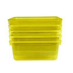 Image for School Smart Storage Tray, 7-7/8 x 12-1/4 x 5-3/8 Inches, Translucent Yellow, Pack of 5 from School Specialty