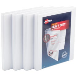 Image for Avery Heavy-Duty View Binder, 1/2 Inch, Slant Ring, White, Pack of 4 from School Specialty