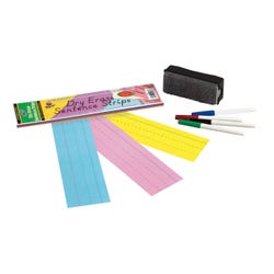 Image for Pacon Dry Erase Sentence Strips, 3 x 12 Inches, Assorted Colors, Pack of 30 from School Specialty
