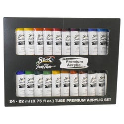Sax Premium Acrylic Paint, Assorted Colors, 0.75 Ounce Tubes, Set of 24 Item Number 2021164