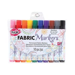 Image for Tulip Permanent Fabric Brush Tip Markers, Rainbow, Set of 10 from School Specialty
