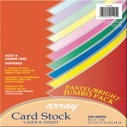 Image for Array Card Stock Paper, 8-1/2 x 11 Inch, Assorted Bright Pastel Colors, Pack of 250 from School Specialty