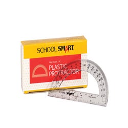 Image for School Smart Plastic Protractor 180 Degrees, 4 Inch Ruler Base, Clear, Pack of 12 from School Specialty