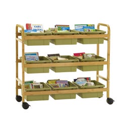 Image for Copernicus Bamboo Book Browser Cart with Sage Tubs, 41 x 16 x 37-1/2 Inches from School Specialty