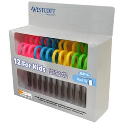 Westcott For Kids Antimicrobial Blunt Scissors with Rack, 5 Inches, Pack of 12, Item Number 1403092