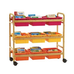 Image for Copernicus Bamboo Book Browser Cart with Vibrant Warm Tub Combo, 41 x 16 x 37-1/2 Inches from School Specialty