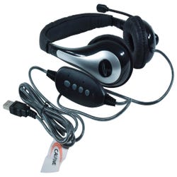 Image for Califone NeoTech 1025MUSB On-Ear Stereo Headset with Gooseneck Microphone, USB Plug, Black/Silver from School Specialty