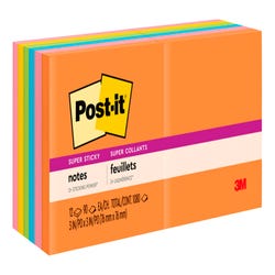 Image for Post-it Super Sticky Plain Notes, 3 x 3 Inches, Energy Boost Colors, Pack of 12 from School Specialty