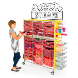 Image for TeacherGeek Ultimate STEAM Maker Activity Cart, Strawberry with STEAM Sign from School Specialty