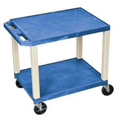 Luxor 2-Shelf Tuffy Cart Without Power, Blue Shelves, Putty Legs, 24 x 18 x 24-1/2 Inches 2127186