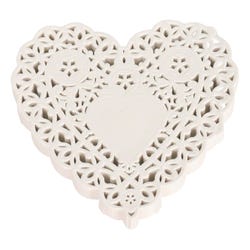 School Smart Paper Die-Cut Heart Lace Doily, 4 Inches, White, Pack of 100 085612