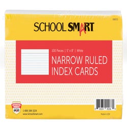 School Smart Ruled Index Cards, 5 x 8 Inches, White, Pack of 100 Item Number 088713