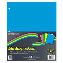 Image for Enviroshades Binder Pockets, 9-1/4 x 11 Inches, Assorted Colors, Pack of 12 from School Specialty