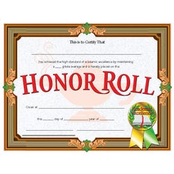 Image for Hayes Honor Roll Certificate, 8-1/2 X 11 inches, Paper, Pack of 30 from School Specialty