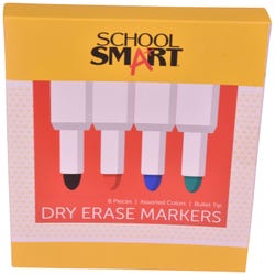 Image for School Smart Dry Erase Markers, Bullet Tip, Low Odor, Assorted Colors, Pack of 8 from School Specialty