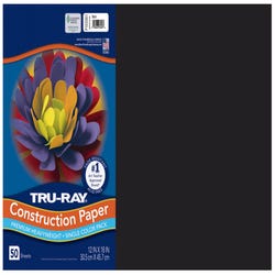 Tru-Ray Sulphite Construction Paper, 12 x 18 Inches, Black, 50 Sheets Item Number 054150