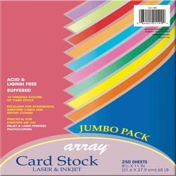 Image for Array Card Stock Paper, 8-1/2 x 11 Inch, Assorted Colorful Colors, Pack of 250 from School Specialty