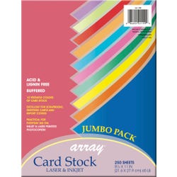 Image for Array Card Stock Paper, 8-1/2 x 11 Inch, Assorted Colorful Colors, Pack of 250 from School Specialty