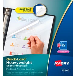 Image for Avery Quick-Load Two-Side Loading Sheet Protectors, 8-1/2 x 11 Inches, Diamond Clear, Pack of 50 from School Specialty