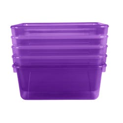 Image for School Smart Storage Tray, 7-7/8 x 12-1/4 x 5-3/8 Inches, Translucent Violet, Pack of 5 from School Specialty