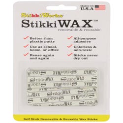 Image for StikkiWorks Stikki Wax Stick Mounting Adhesive Putty, Reusable and Removable, Colorless, Pack of 12 from School Specialty
