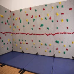 Image for Everlast Climbing Granite River Rock Traverse Wall Package, 8 x 40 Feet, 2 Inch Blue Mat from School Specialty
