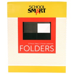 Image for School Smart 2-Pocket Folders with No Brads, Black, Pack of 25 from School Specialty