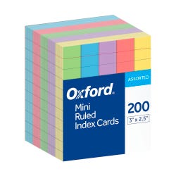 Image for Oxford Mini Ruled Index Cards, 3 x 2-1/2 Inches, Assorted Colors, Pack of 200 from School Specialty