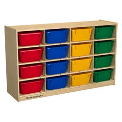 Image for Childcraft Cubby Unit, 16 Assorted Color Trays, 47-3/4 x 14-1/4 x 30 Inches from School Specialty
