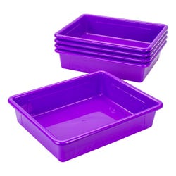 Image for School Smart Storage Tray, Letter Size, 10-3/4 x 13-1/4 x 3 Inches, Violet, Pack of 5 from School Specialty