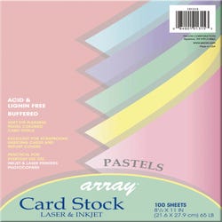 Image for Array Card Stock Paper, 8-1/2 x 11 Inches, Assorted Pastel Colors, Pack of 100 from School Specialty