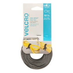 Image for VELCRO Brand Hook and Loop One-Wrap Thin Ties, 1/2 x 8 Inch, Black/Gray, Pack of 50 from School Specialty