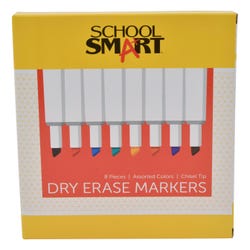 Image for School Smart Dry Erase Markers, Chisel Tip, Low Odor, Assorted Colors, Pack of 8 from School Specialty