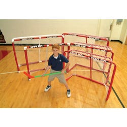 Image for Mylec Pro Style Steel Hockey Goal with Nylon Net, 54 x 44 x 30 Inches, Red and White from School Specialty