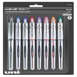 Image for uni Vision Elite Roller Ball Stick Pen, 0.8 mm Bold Tip, Assorted Colors, Set of 8 from School Specialty