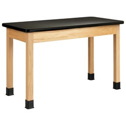 Classroom Select Oak Science Table, Black Plastic Laminate Top, 60 x 30 x 30 Inches, Item Number 1290056