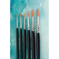 Image for Sax Golden Taklon Watercolor Paint Brushes, Round Type, Assorted Sizes, Set of 6 from School Specialty