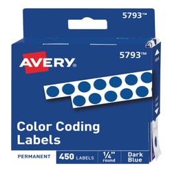 Avery Permanent Color Coding Label, 1/4 Inch, Dark Blue, Pack of 450, Item Number 1118048