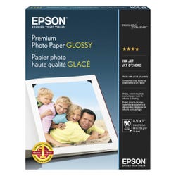 Image for Epson Premium Photo Paper, 8-1/2 x 11 Inches, Glossy, 68 lb, White, 50 Sheets from School Specialty