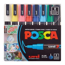 Image for uni® POSCA PC-3M Water-Based Paint Markers, Reversible Fine Tip (0.9-1.3mm), Assorted Colors, 8 Pack from School Specialty