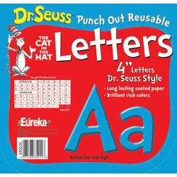 Image for Eureka Dr. Seuss Punch Out Decor Letters, Blue, 4 Inches, 217 Pieces from School Specialty