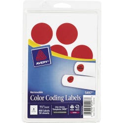 Image for Avery Printable Color Coding Labels, 1-1/4 Inch Diameter, Neon Red, Pack of 400 from School Specialty