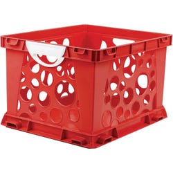 Image for Storex Crate with Handle, Ruby Red/White, Pack of 3 from School Specialty